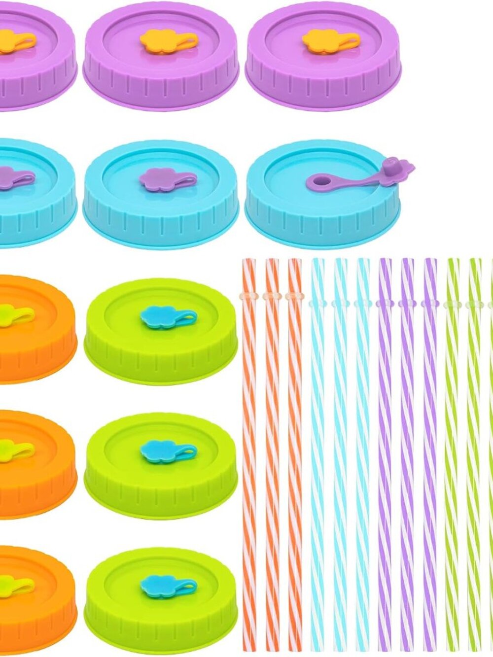 REGULAR Mouth Mason Jar Lids for Ball, Kerr, etc with Straw Hole/Straws/Silicone
